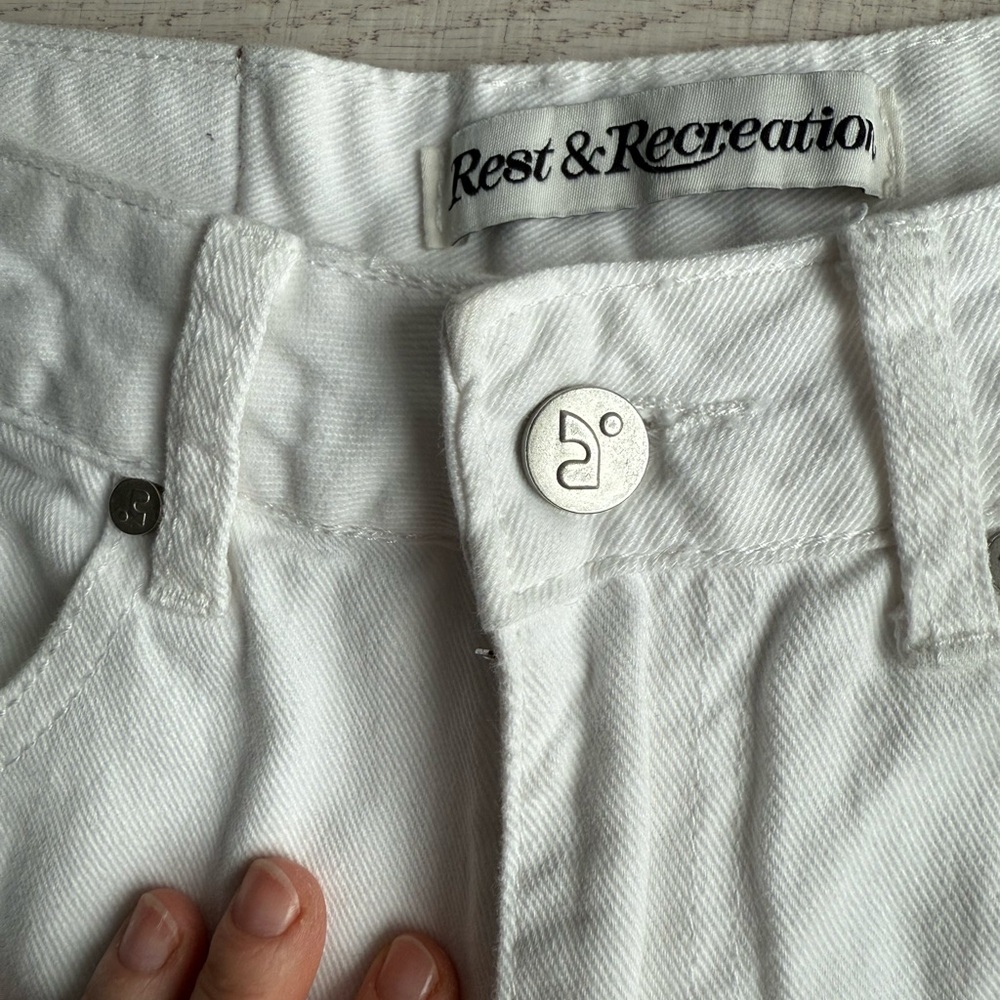 REST&RECREATION RR WIDE High Waist JEANS - WHITE Unisex Made In Korea Size S - Picture 5 of 8